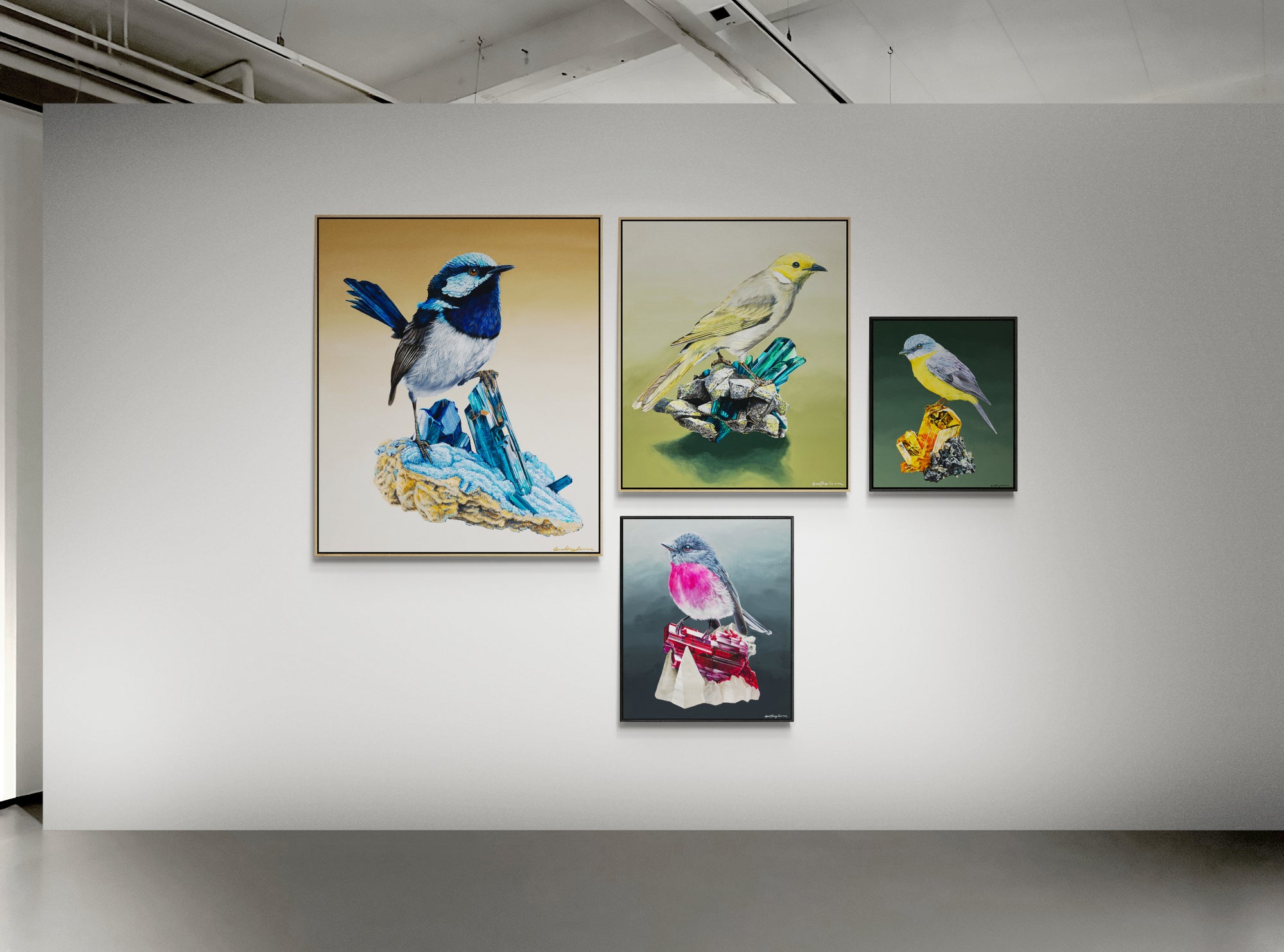 'Spectra' Canvas prints- White-plumed Honeyeater on Vivianite Pegmatites