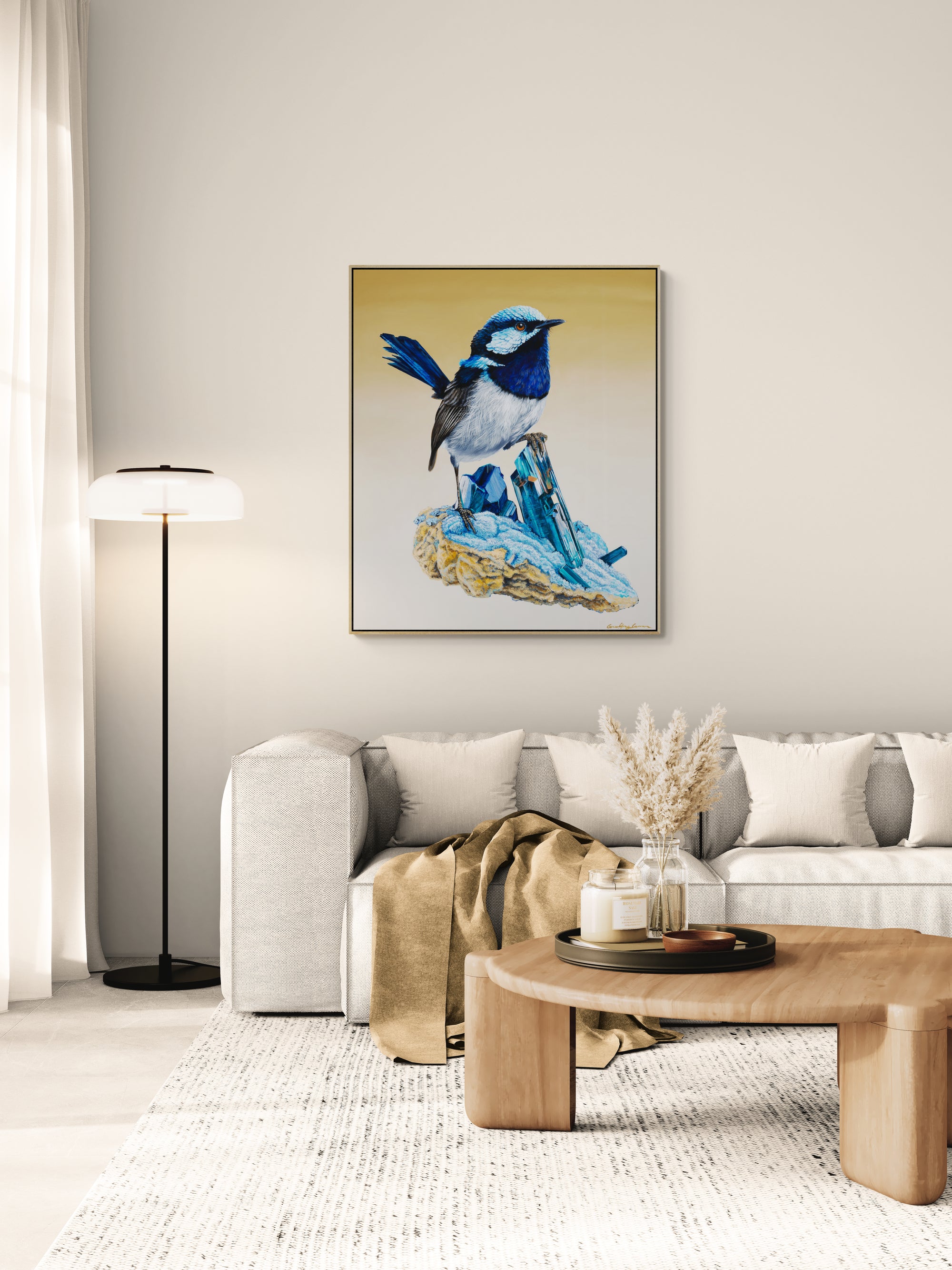 'Spectra' Canvas prints-Superb Fairy-wren on Vivianite Crystals